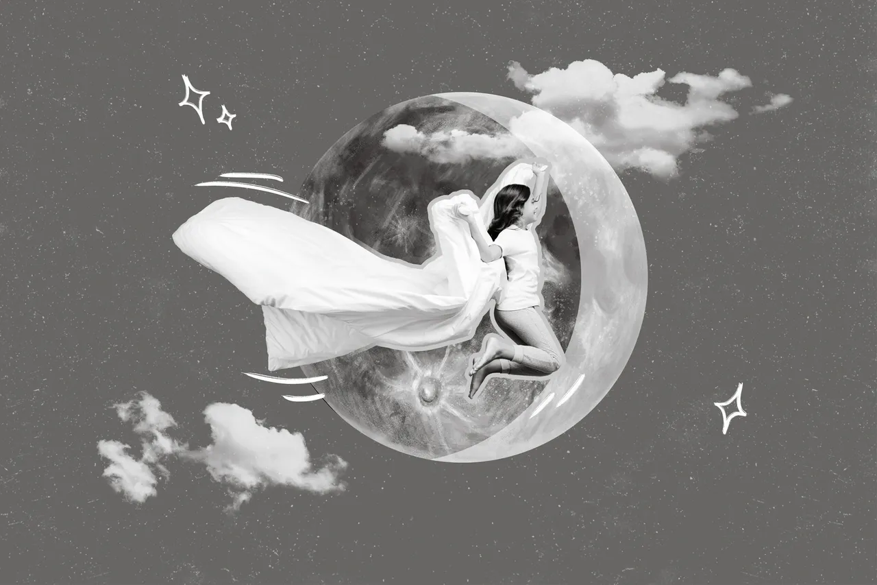 Child on the moon — dreamy mural